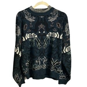 Vintage 90s Fluid Coogi Style Mens Size Med Ed Bassmaster Abstract Knit Sweater